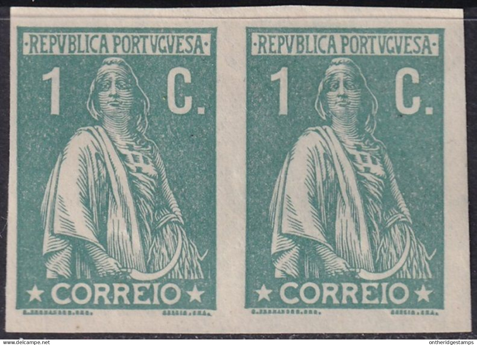 Portugal 1912 Sc 209 Mundifil 208 Imperf Proof Pair MH* - Essais, épreuves & Réimpressions