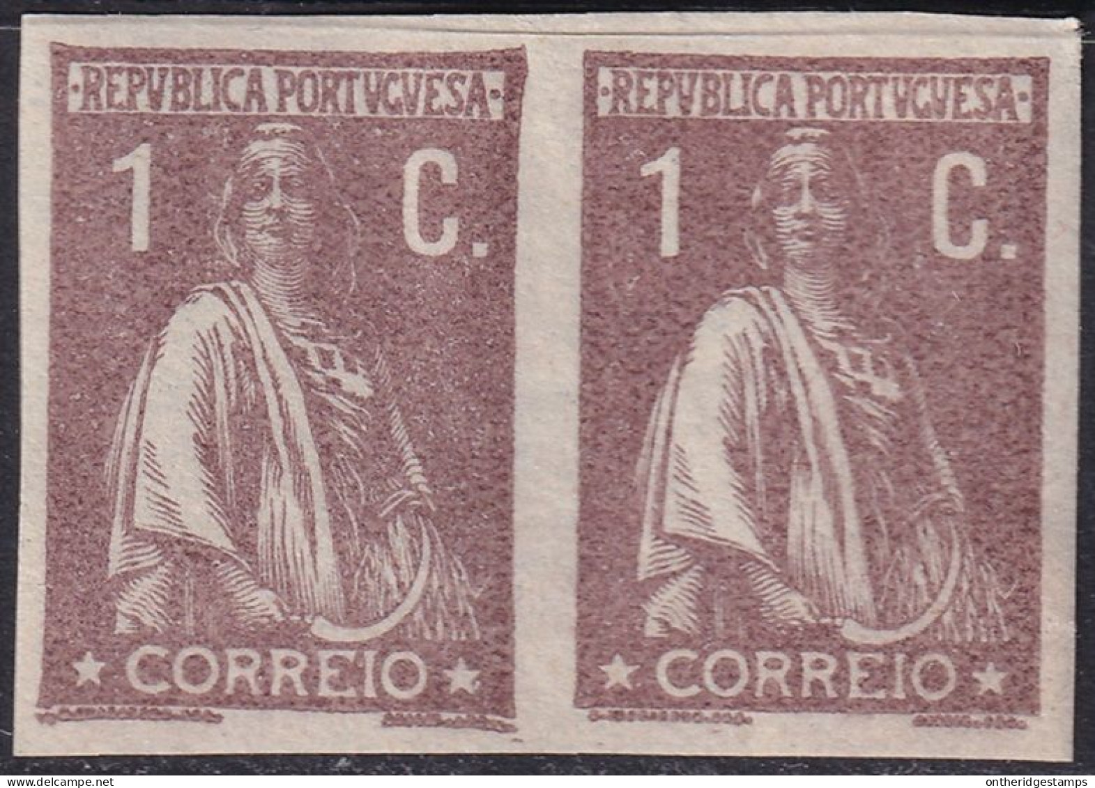 Portugal 1917 Sc 230 Mundifil 221 Imperf Proof Pair MH* Heavy Hinging - Proofs & Reprints