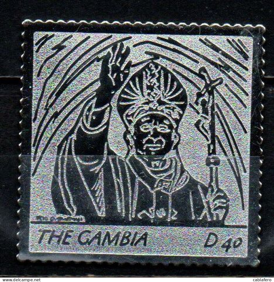 GAMBIA - 2005 - Pope John Paul II (1920-2005) - With Crucifix At Side Of Face - Silver - Autoadesivo - Gambie (1965-...)