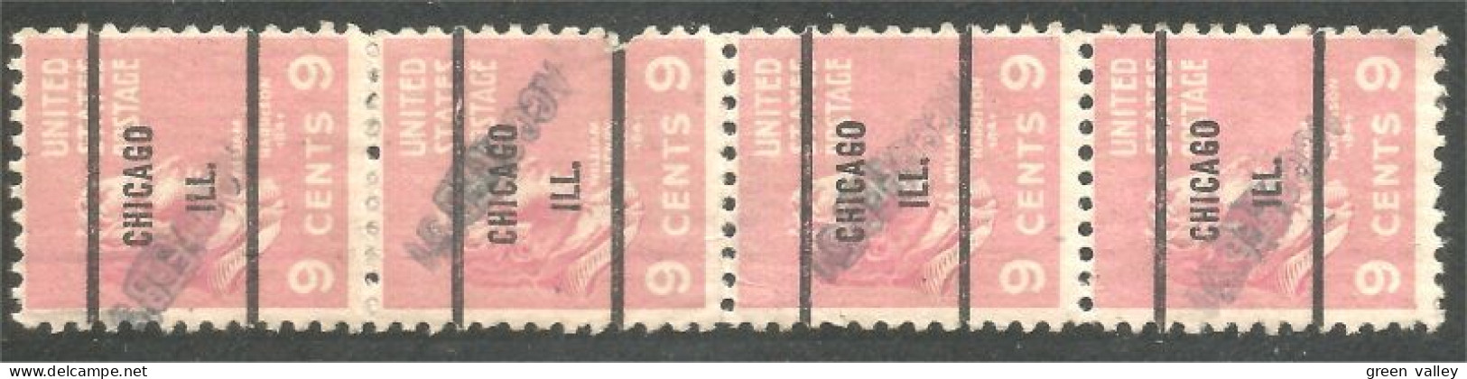 912 USA Harrison Strip Of 4 Precancel Original Gum (USA-495) - Préoblitérés