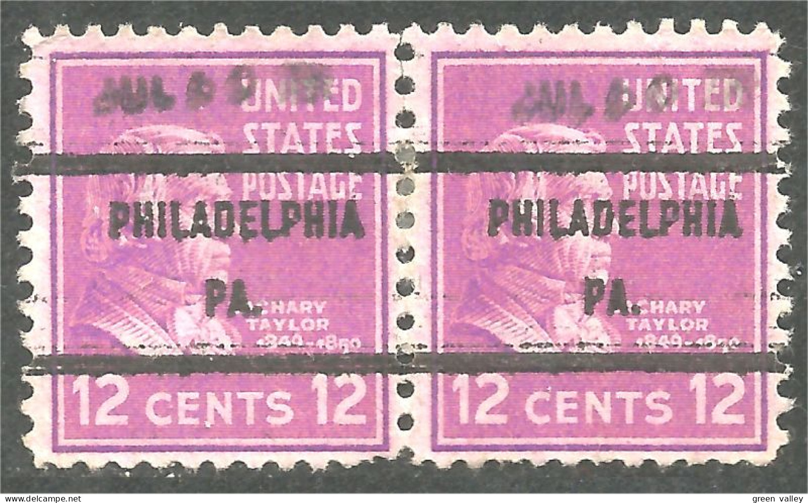 912 USA Zachary Taylor Pair Precancel Philadelphia PA (USA-502) - Préoblitérés