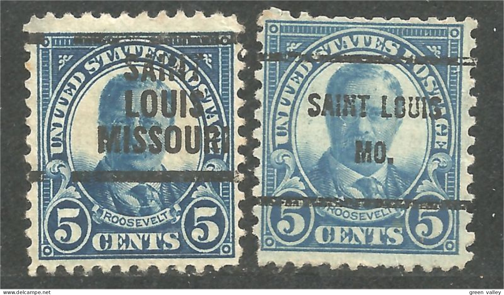 912 USA Roosevelt 2 Different Saint Louis Precancels (USA-490) - Préoblitérés