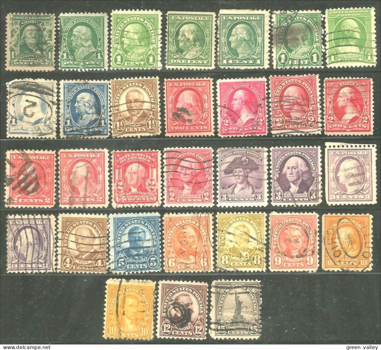 912 USA 31 Stamps 1/2c-10c All Different Before 1925 (USA-415) - Gebraucht