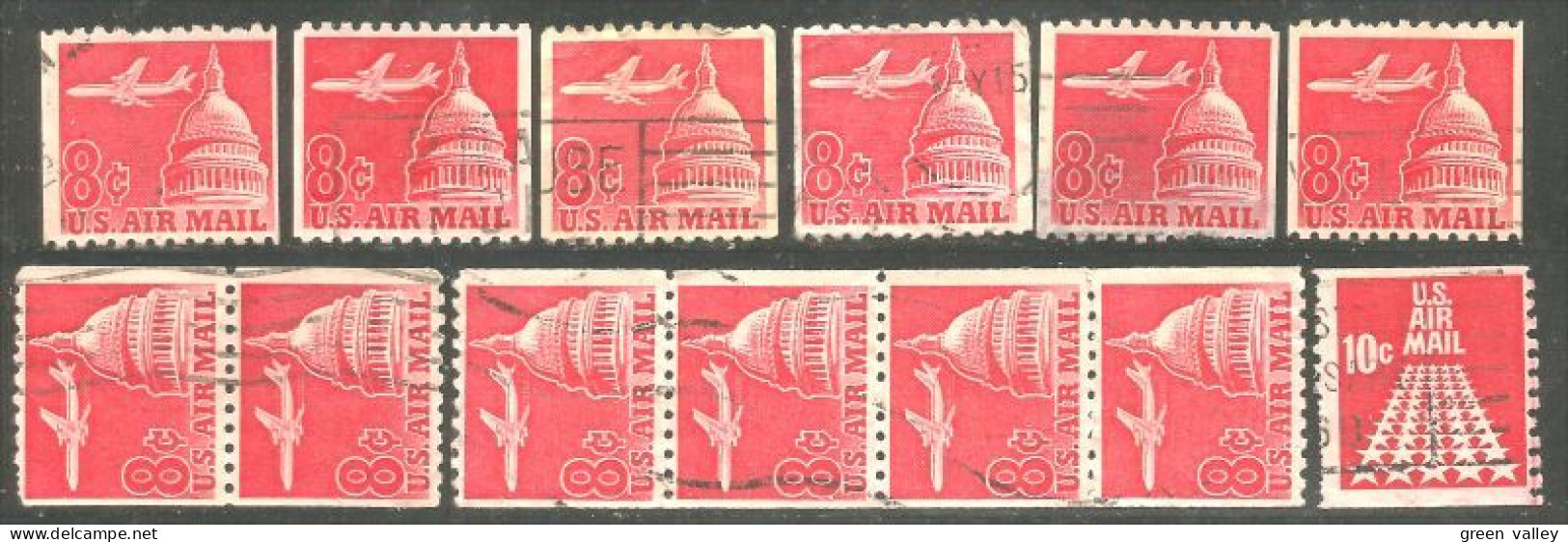 912 USA Airmail 13 Coil Stamps Timbres De Rouleau Roulette (USA-408) - Autres & Non Classés