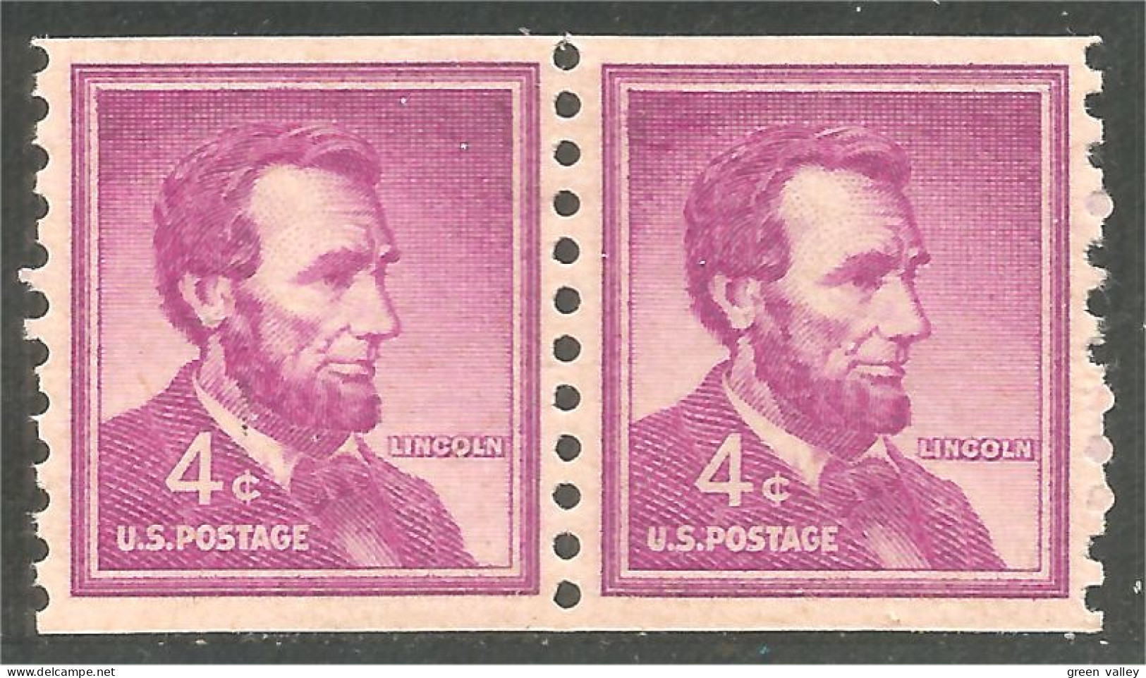 912 USA 1954 Lincoln Coil Roulette Paire MNH ** Neuf SC (USA-365b) - Nuovi