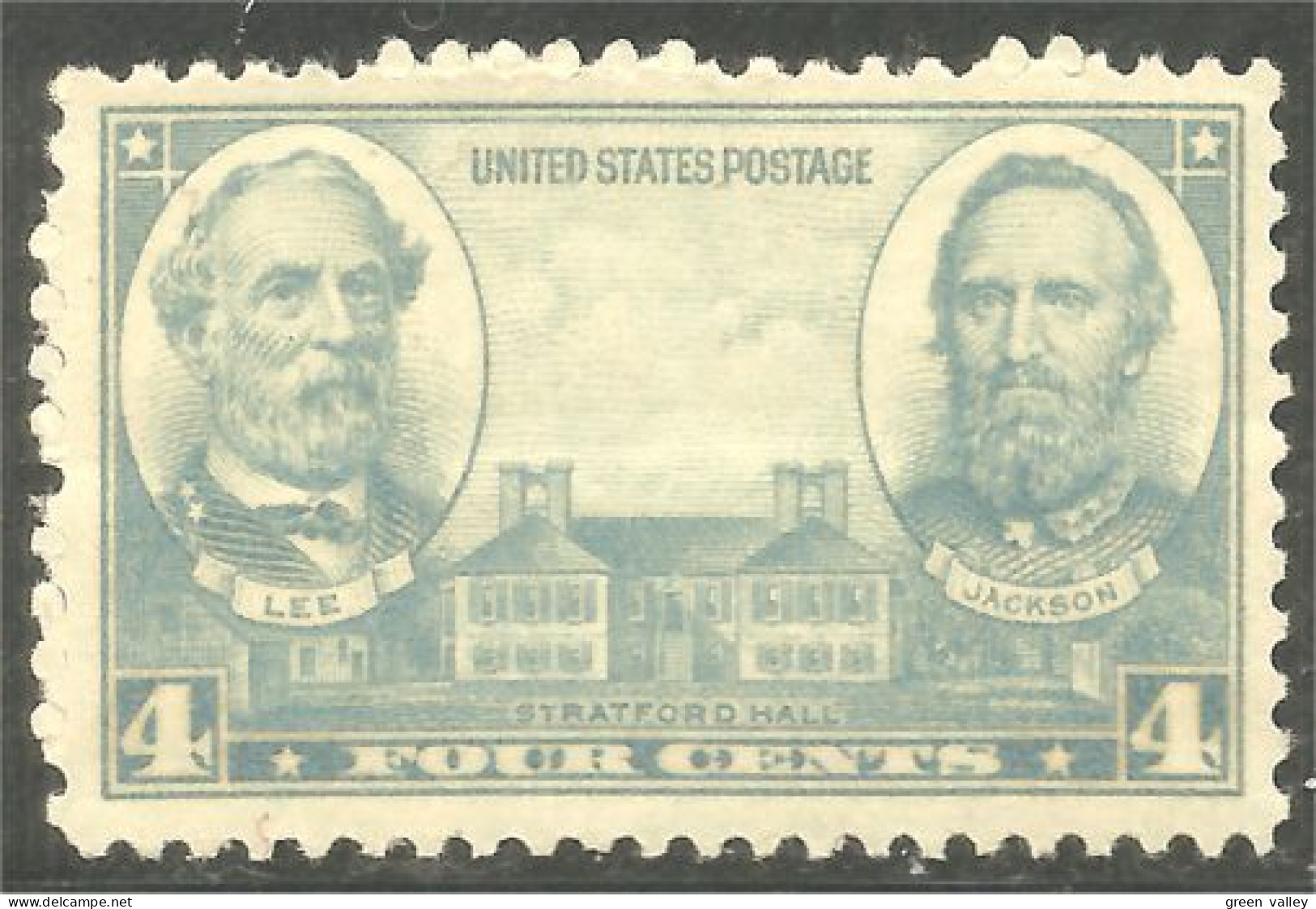912 USA 1937 General Lee Jackson MH * Neuf (USA-357b) - Used Stamps