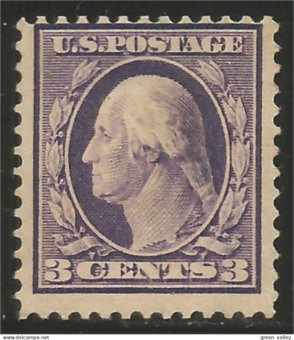 912 USA 1910 George Washington 3c Violet MH * Neuf (USA-257) - Nuovi