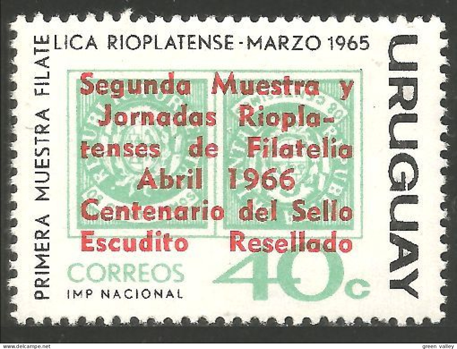 906 Uruguay Rio De La Plata Show Surcharge Rare MNH ** Neuf SC (URU-90) - Philatelic Exhibitions