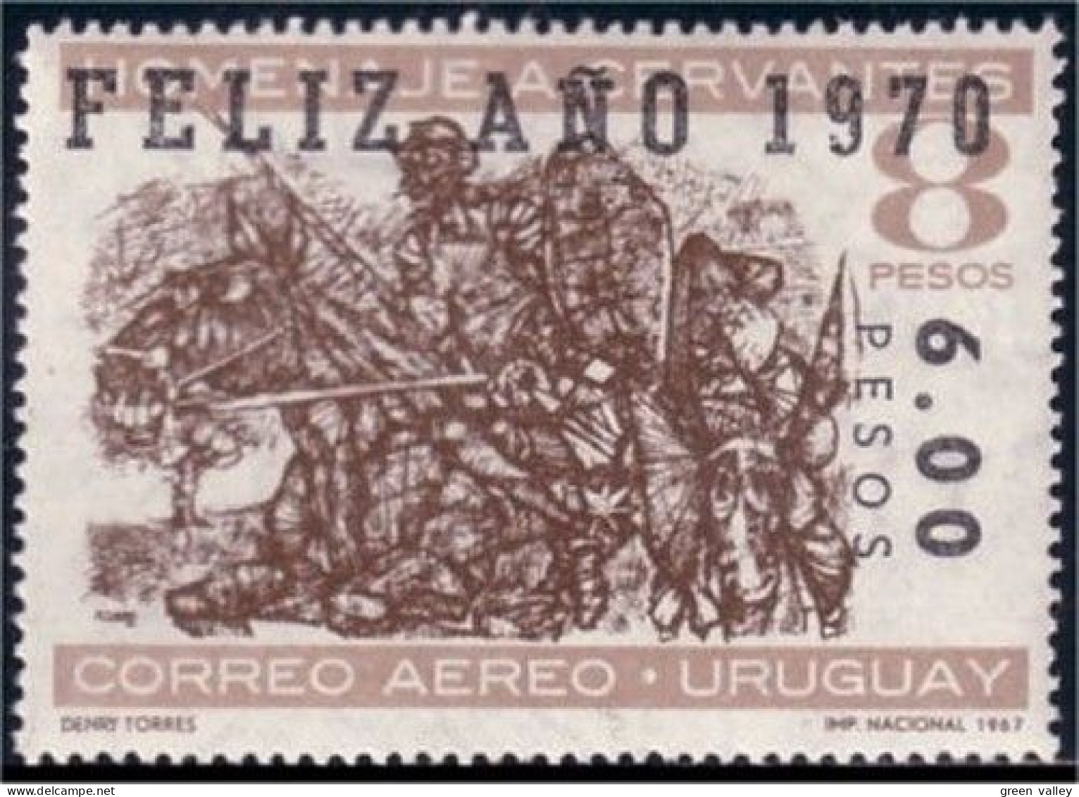 906 Uruguay Don Quichotte Quixote Moulin Windmill MNH ** Neuf SC (URU-50c) - Moulins