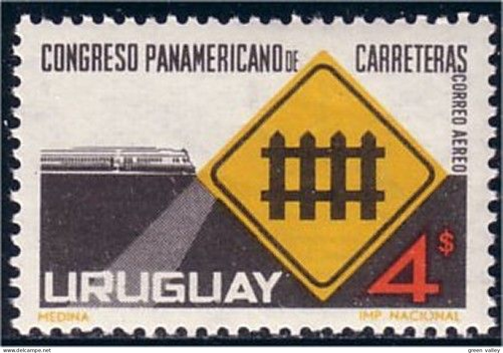 906 Uruguay Railroad Crossing Traverse Chemin De Fer MNH ** Neuf SC (URU-53) - Motorräder