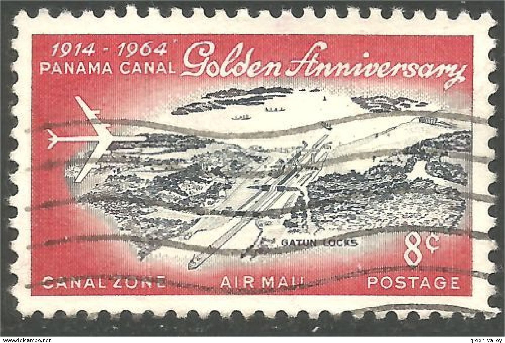 916 Canal Zone 1964 Avion Jet Over Cristobal (UCZ-40b) - Kanaalzone