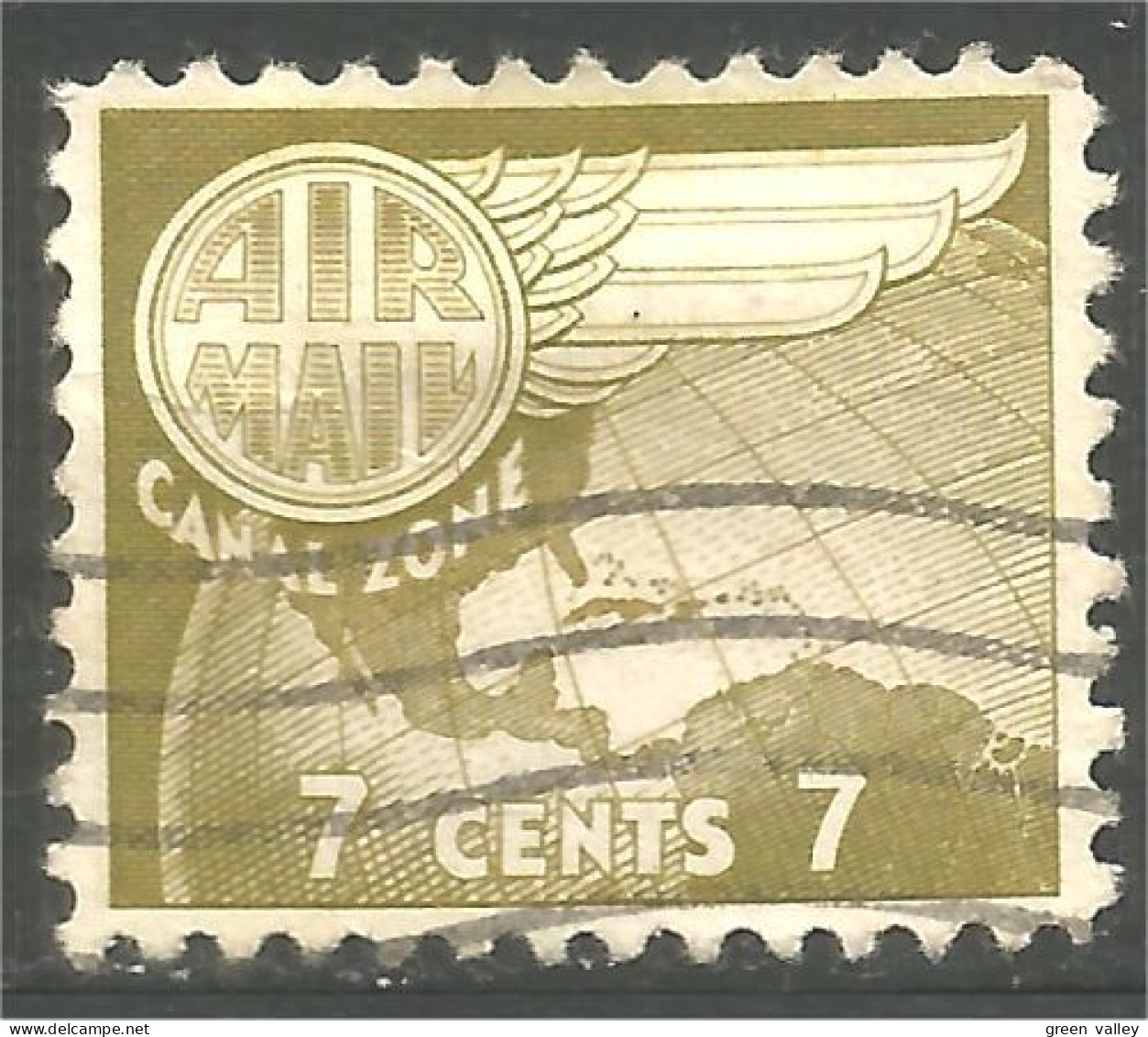 916 Canal Zone 1958 7 Cents Globe Wing Roue Ailée (UCZ-38c) - Kanaalzone