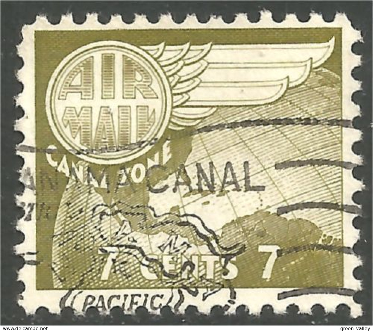 916 Canal Zone 1958 7 Cents Globe Wing Roue Ailée (UCZ-38a) - Kanalzone