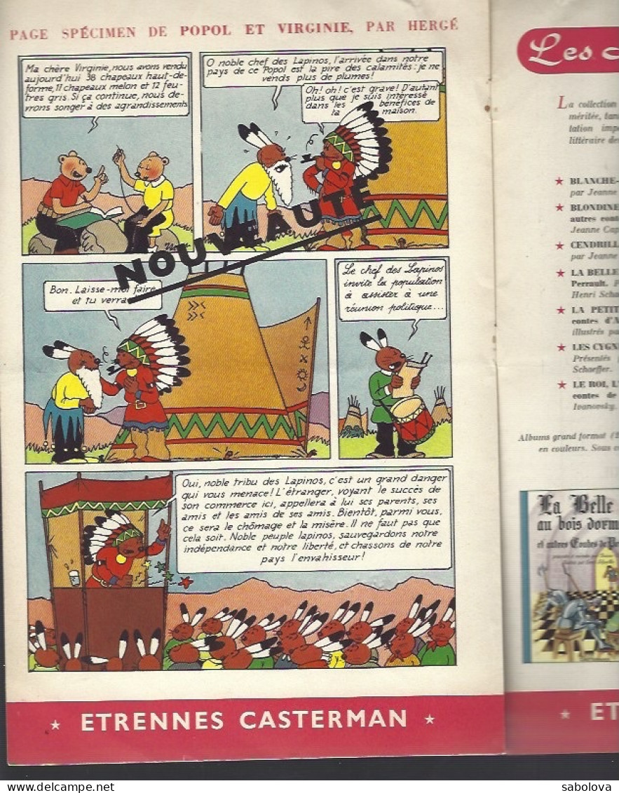 Catalogue Casterman 1953 Tintin Avec Page Spécimen De Popol Et Virginie 7 Pages - Sonstige & Ohne Zuordnung