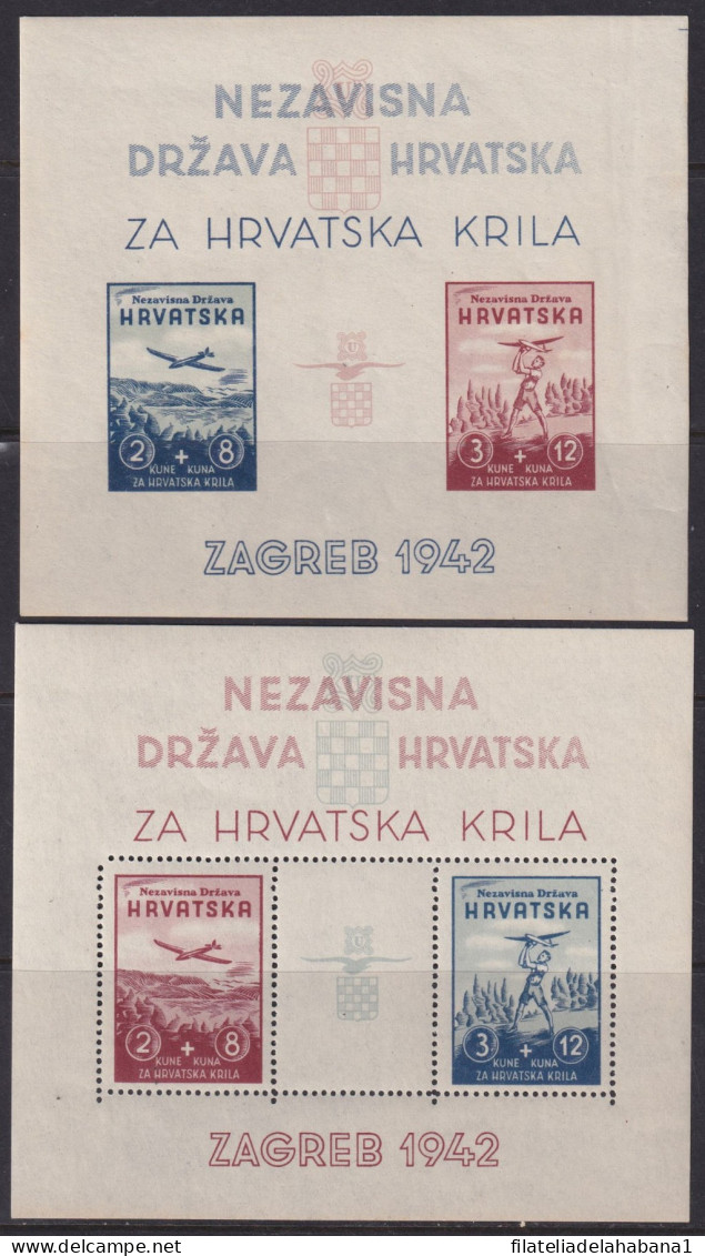 F-EX40635 CROATIA HRVASTSKA 1942 ORIGINAL GUM SPECIAL SHEET AIRPLANE AEROMODELLING PERF-IMPE.  - Kroatien