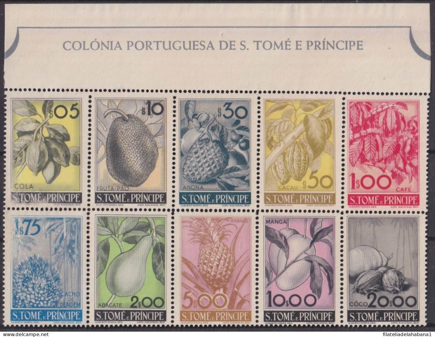 F-EX41151 SAO TOME I PRINCIPE 1948 COMPLETE SET FRUIT FRUTAS NO GUM.  - São Tomé Und Príncipe