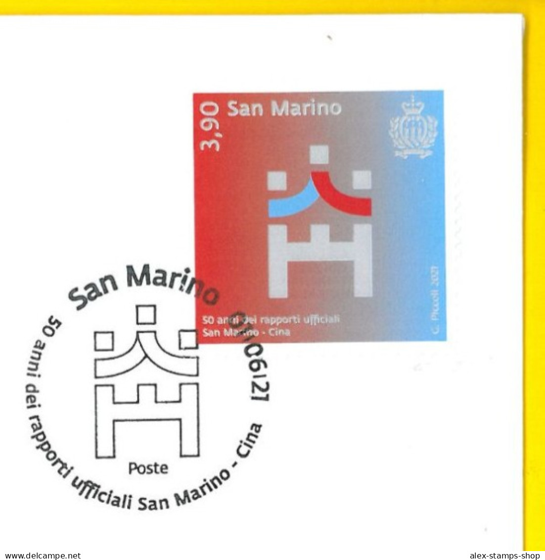 SAN MARINO 2021 FDC 50° Rapporti Ufficiali Repubblica Popolare Cinese - New - FDC