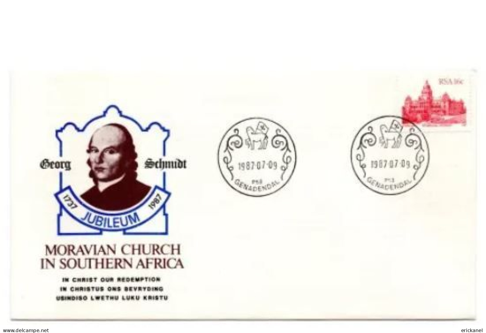 1987 SOUTH AFRICA Genadendal Moravian Church In Southern Africa Commemorative Cover - FDC