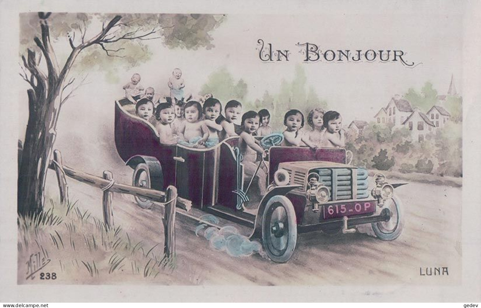 Mill Illustrateur, Un Bonjour Des Enfants, Départ En Autobus, Litho (238) - Mille