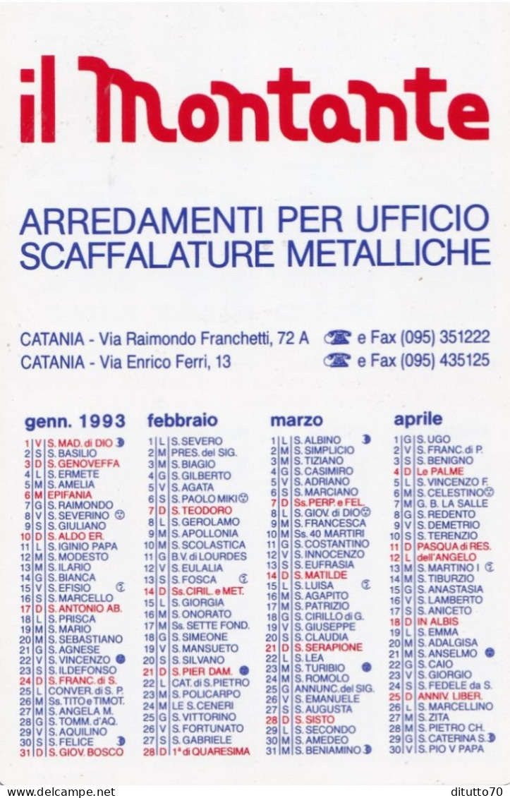 Calendarietto - Il Montante - Catania - Anno 1993 - Petit Format : 1991-00