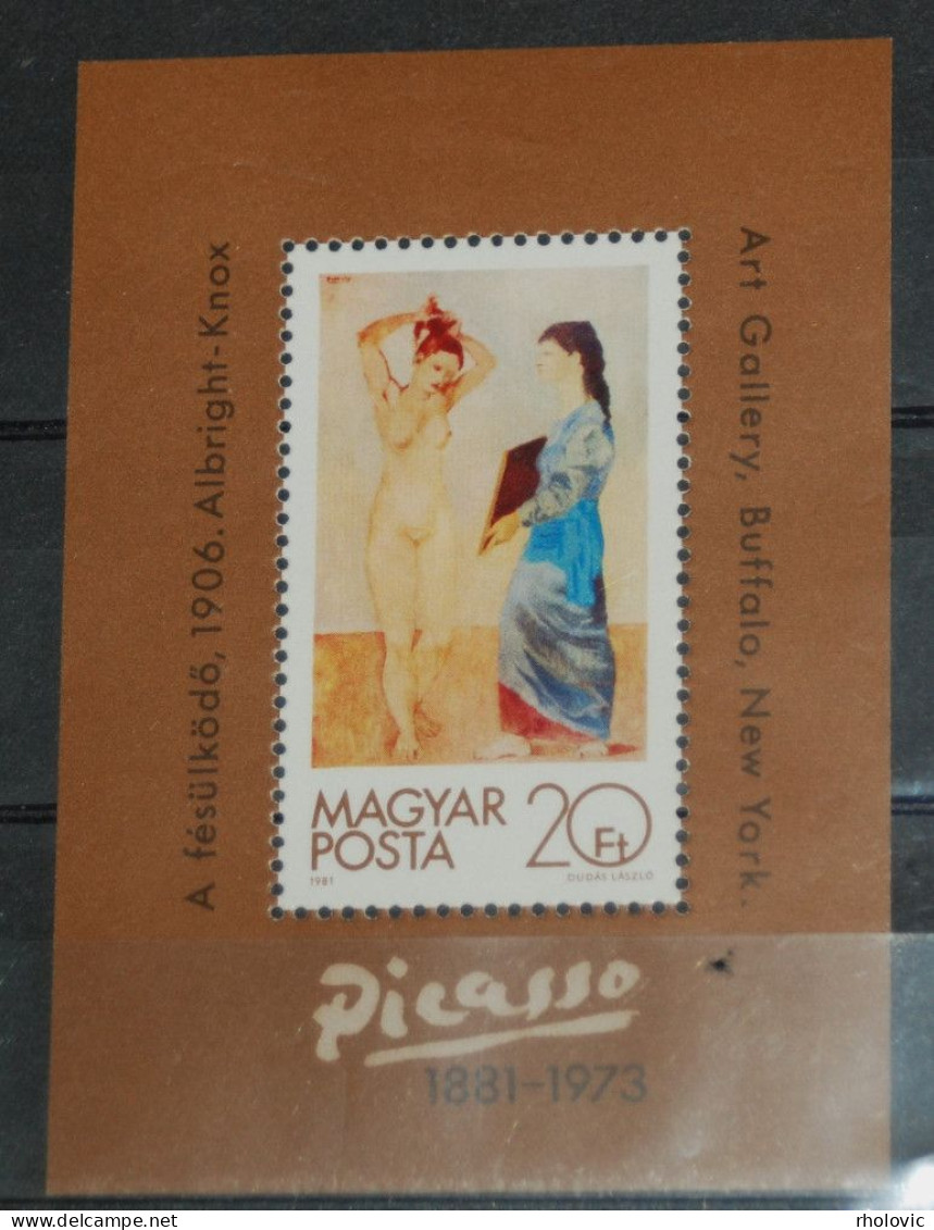 HUNGARY 1981, Paintings, Picasso, Nude, Art, Mi #B154, Souvenir Sheet, MNH** - Picasso