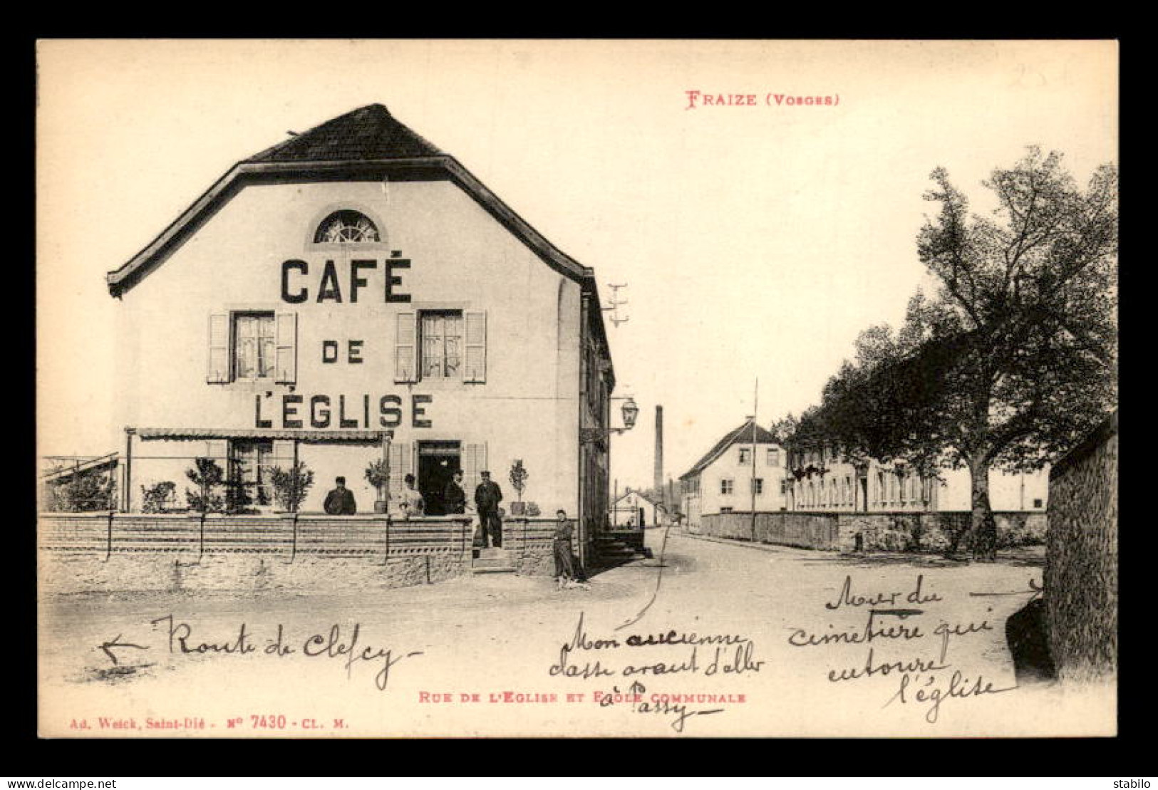 88 - FRAIZE - RUE DE L'EGLISE - ECOLE COMMUNALE - CAFE DE L'EGLISE - Fraize