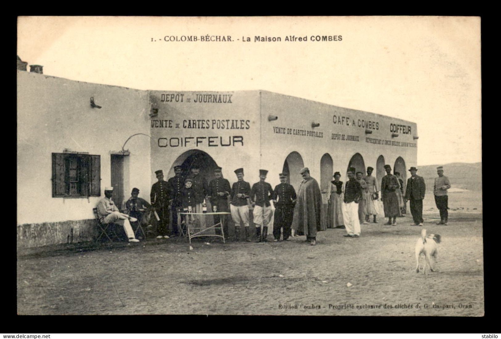 ALGERIE - SAHARA - COLOMB-BECHAR - LA MAISON ALFRED COMBES - DEPOT JOURNAUX, CARTES POSTALES, COIFFEUR, CAFE - Bechar (Colomb Béchar)