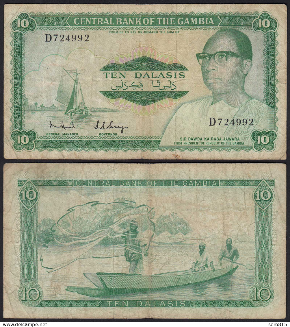 Gambia 10 Dalasi Banknote ND (1972-86) Pick 6b F (4) Sig 6  (25345 - Sonstige – Afrika