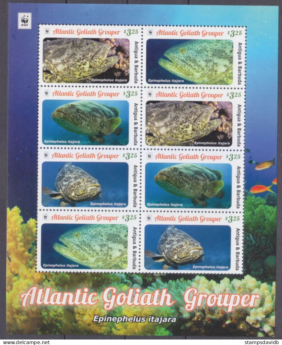 2016 Antigua And Barbuda 5389-5392strip WWF - Marine Fauna 24,00 € - Nuevos