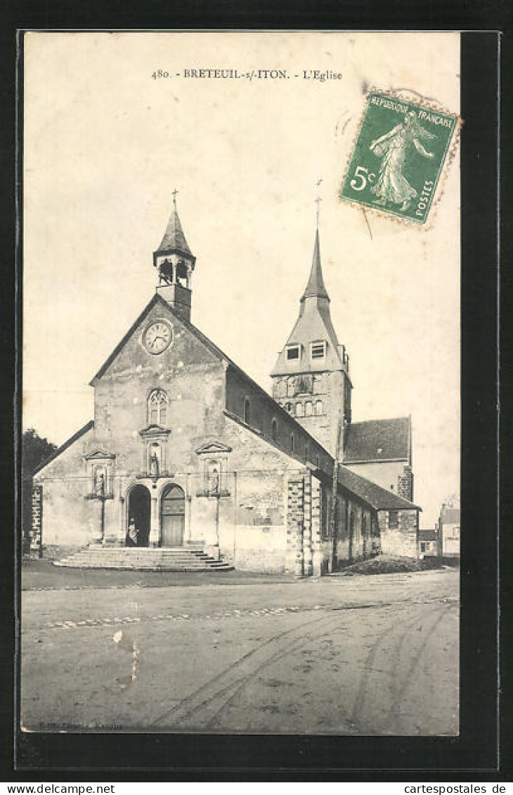 CPA Breteuil, L`Eglise, Vue De L'Église Avec Turm Et Uhr  - Breteuil