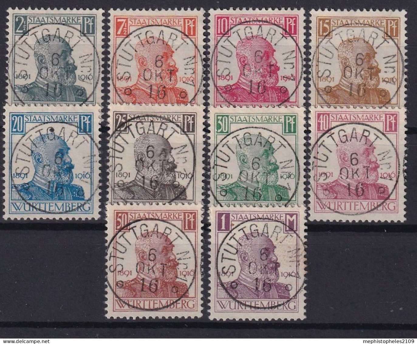 WÜRTTEMBERG 1916 - Canceled - Mi 241-250 - Altri & Non Classificati