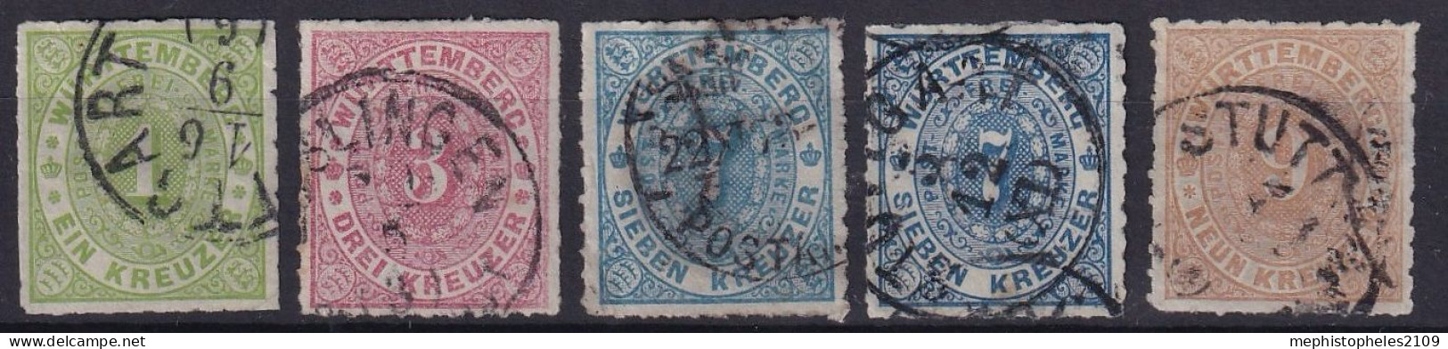 WÜRTTEMBERG 1869 - Canceled - Mi 36, 38, 39, 39, 40 - Other & Unclassified