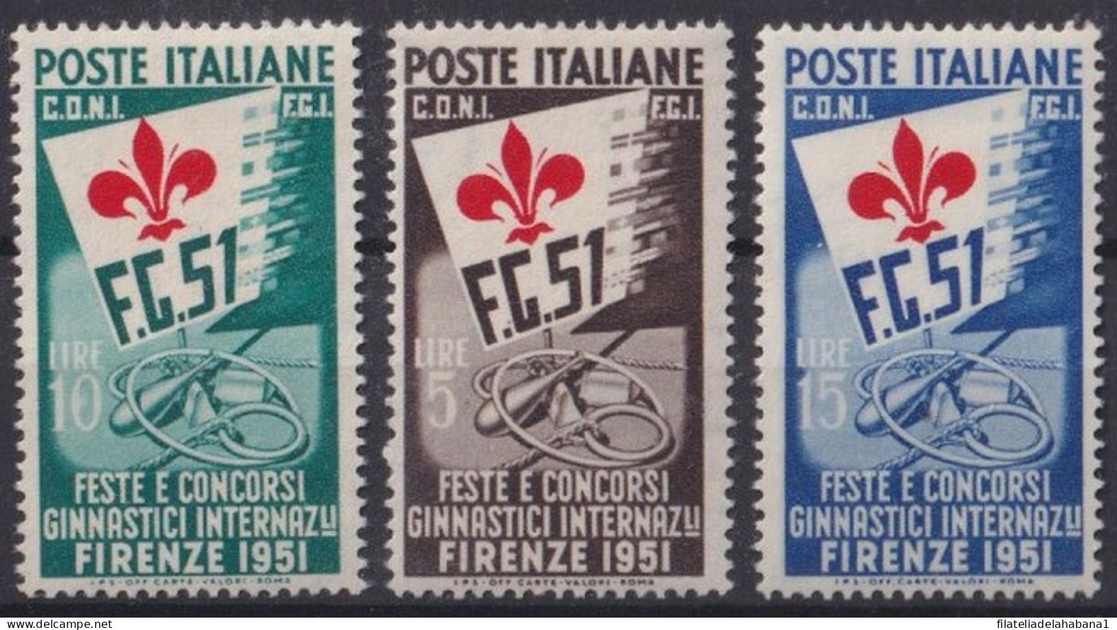 F-EX41481 ITALY 1951 MLH INTERNATIONAL GYMNASTICS COMPETITION.  - Mint/hinged