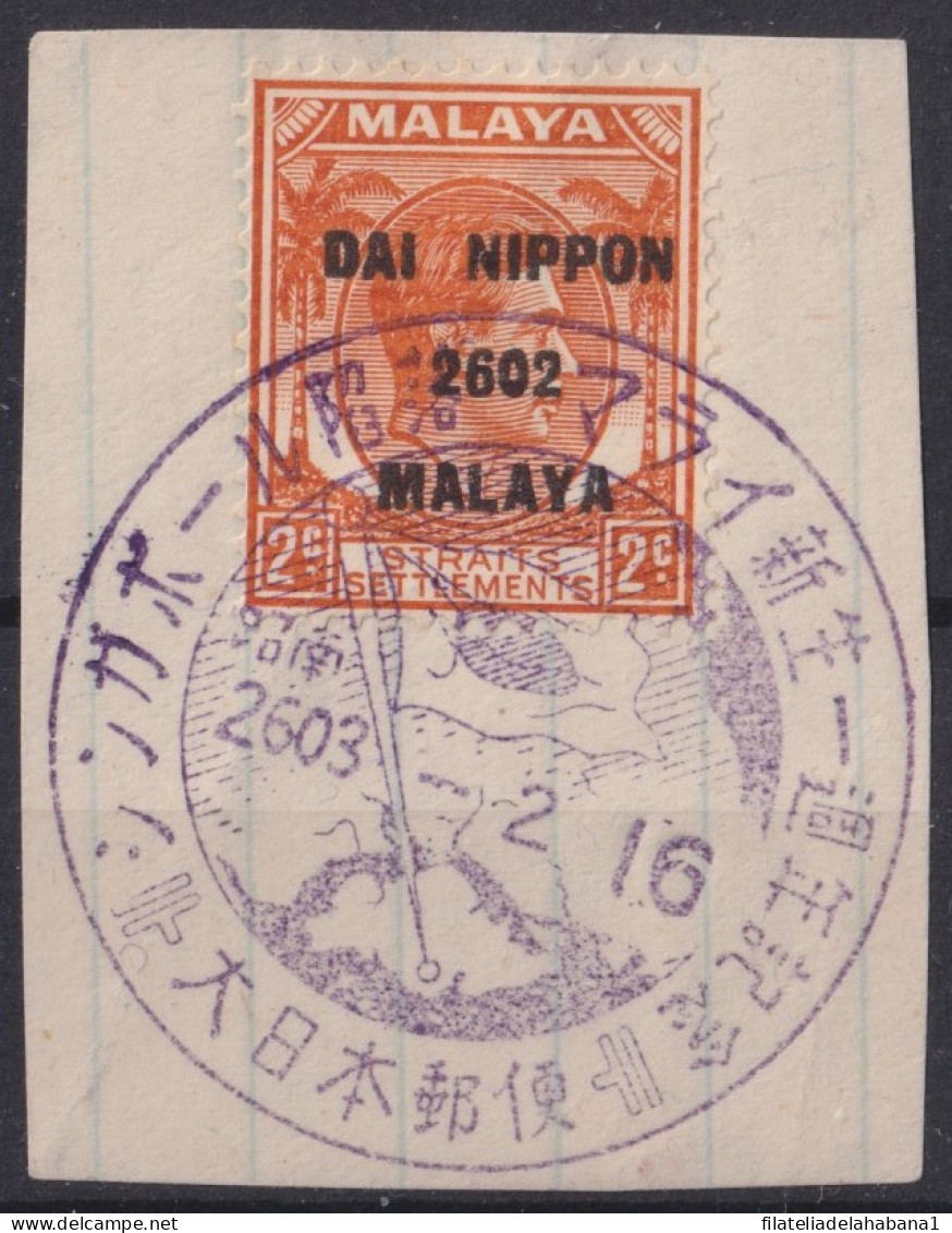 F-EX41638 MALAYA JAPAN OCCUPATION 1942 DAI NIPPON 2602 MALAYA OVERPTING USED.  - Japanse Bezetting