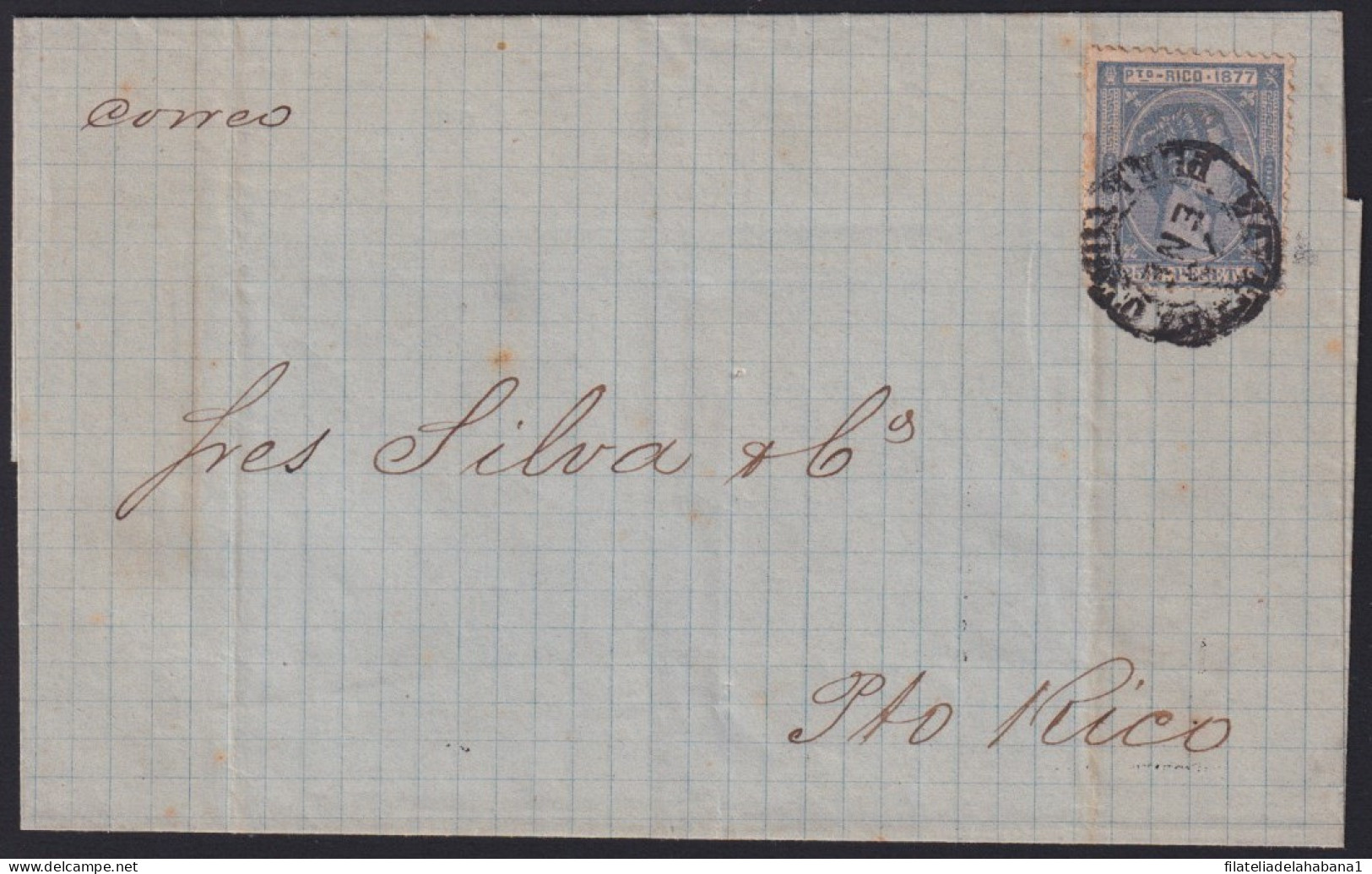 F-EX41793 PUERTO RICO ESPAÑA SPAIN 1877 JANUARY 25 COVER MAYAGUEZ -SAN JUAN.  - Porto Rico