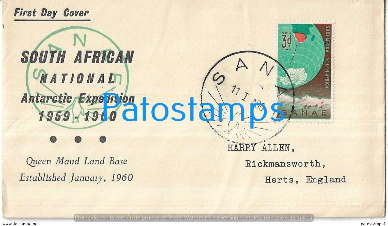 226288 SOUTH AFRICA SANAE COVER ANTARCTIC EXPEDITION CANCEL YEAR 1960 CIRCULATED TO UK NO POSTCARD - Autres - Afrique