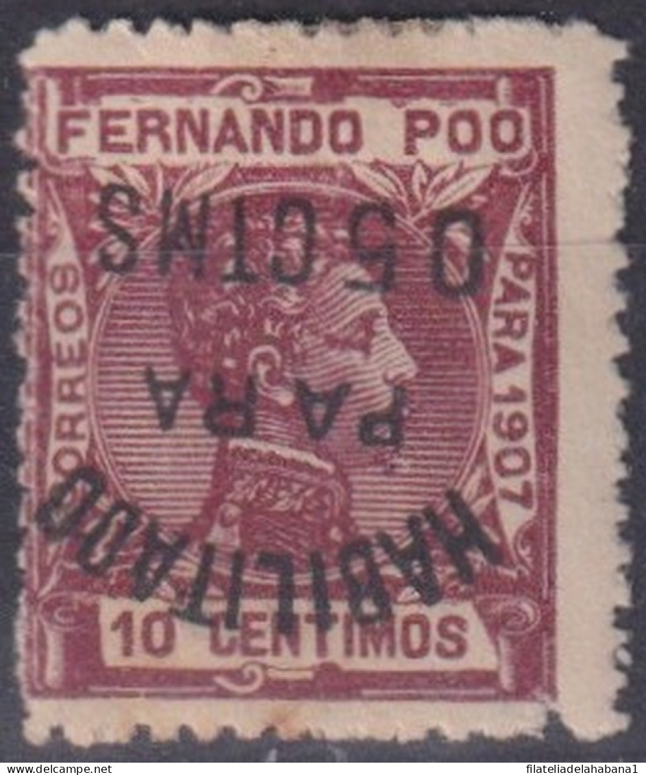 F-EX43195 SPAIN FERNANDO POO 1929 INVERTED OVERPRINT ALFONSO XIII.   - Fernando Po