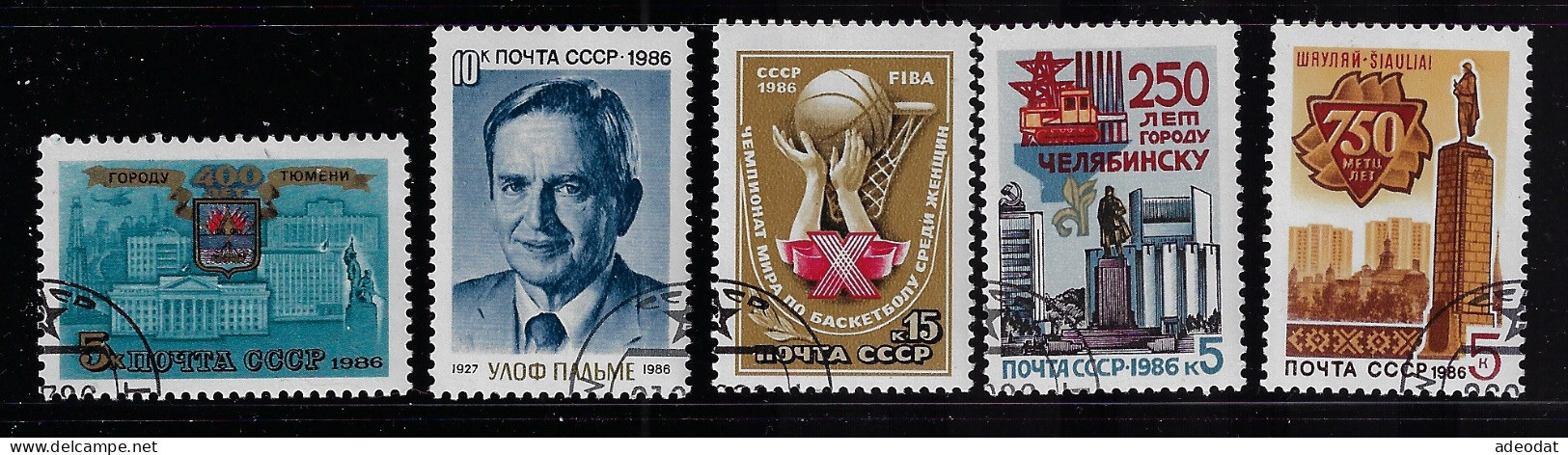 RUSSIA 1986 SCOTT #5478-5480,5487,5489 USED - Oblitérés