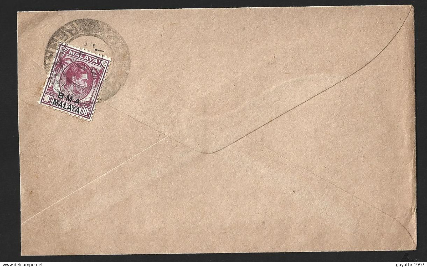 B.M.A. Malaya Stamp On Cover From Penang Rare Type Cancellation (c761) - Malaya (British Military Administration)
