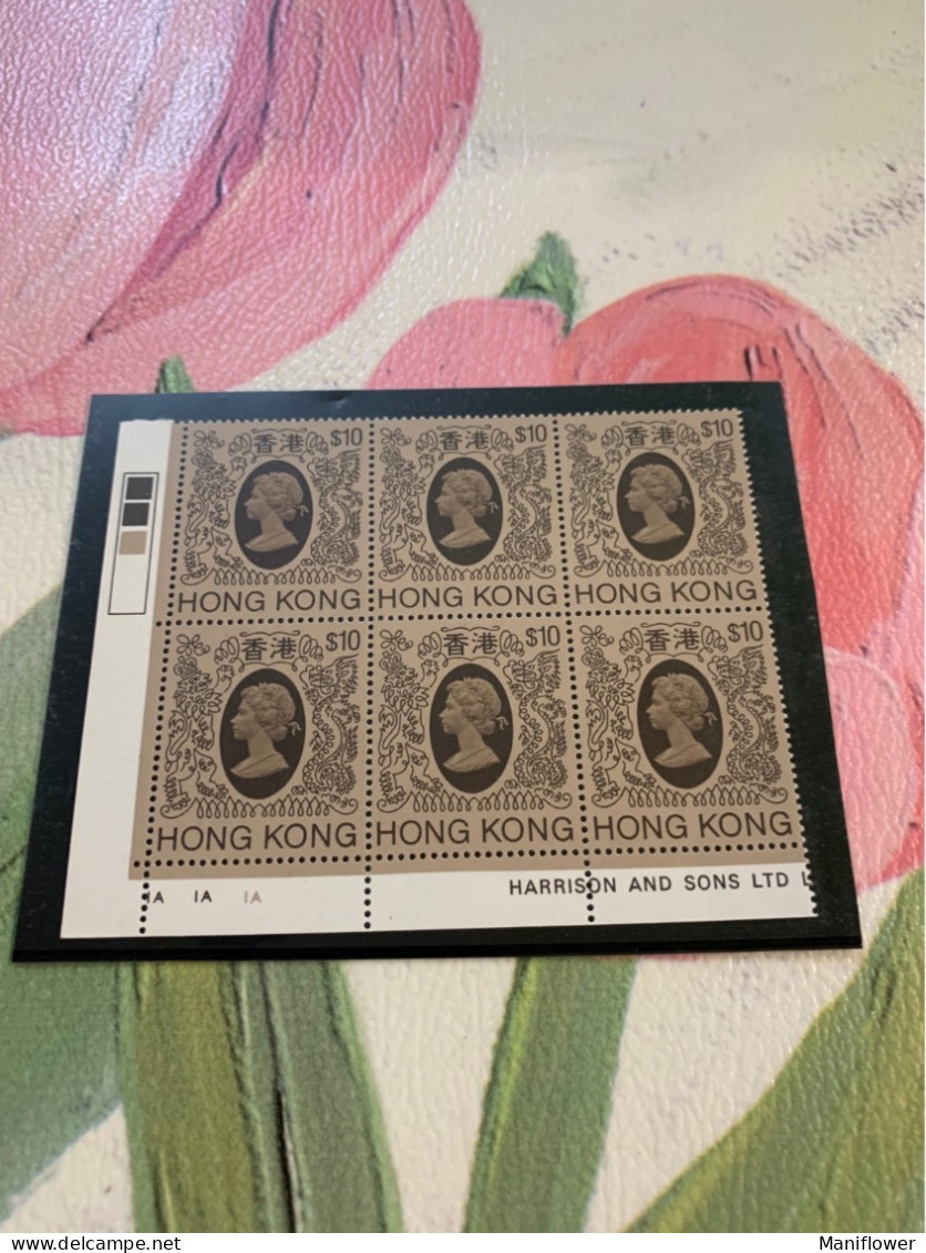 Hong Kong Stamp Definitive Big CA Rare Watermark MNH Block Of Six Crown To Right - Neufs