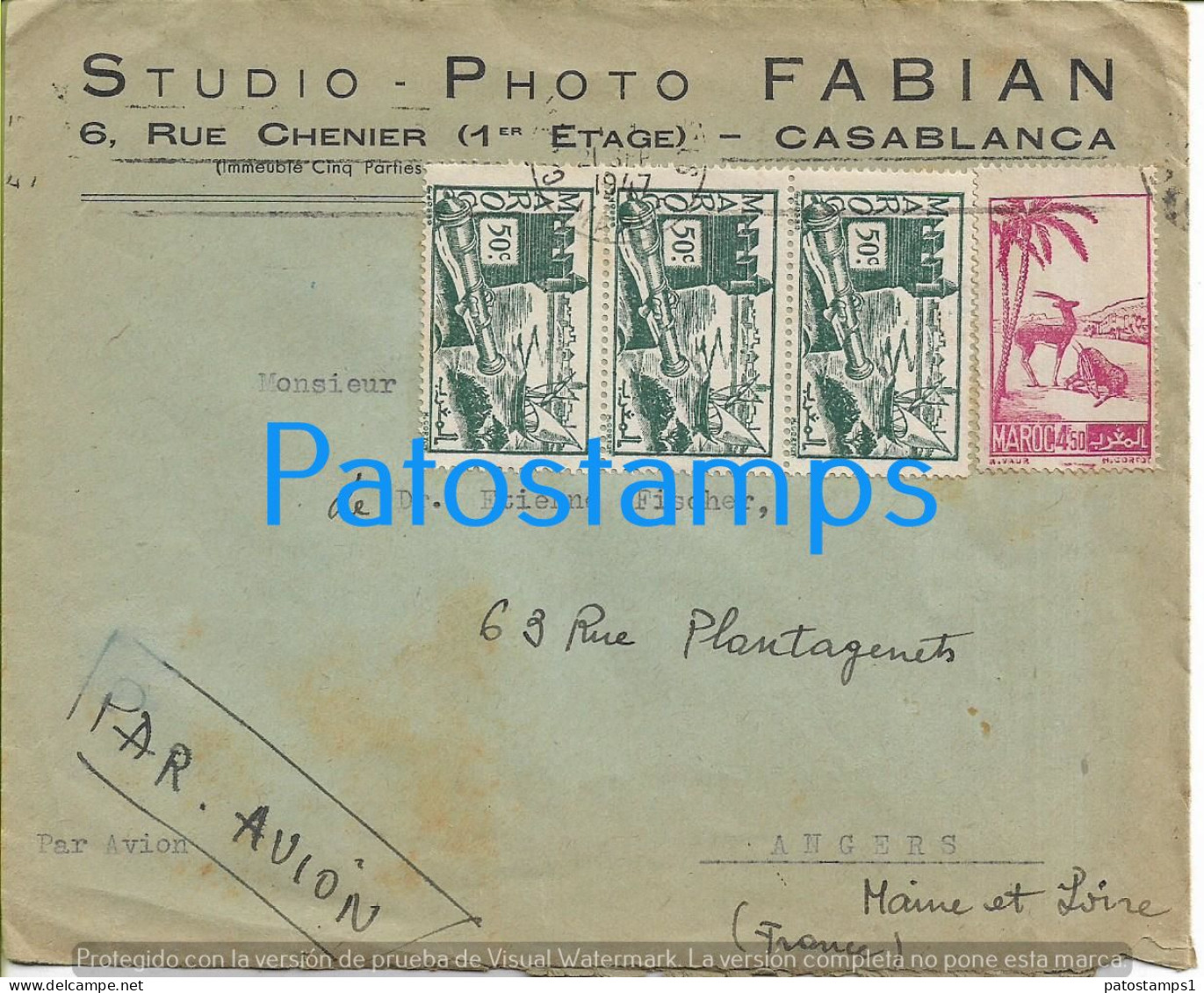 226301 AFRICA CASABLANCA MOROCCO COVER CANCEL CIRCULATED TO FRANCE NO POSTCARD - Africa (Other)