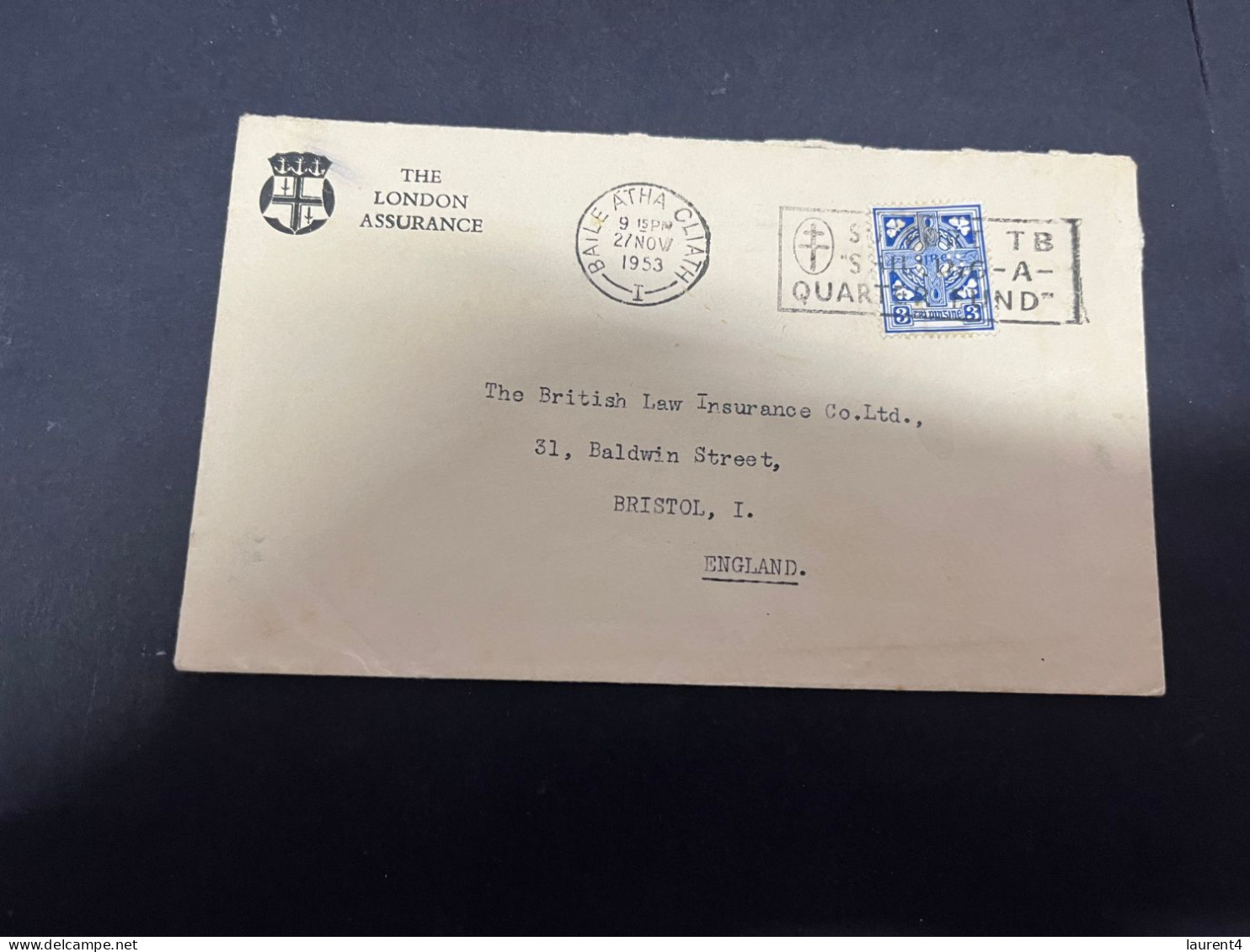 3-4-2024 (4 Y 48)  Old Letter Posted To England) (posted 1953) From Ireland (The London Assurance) - Covers & Documents