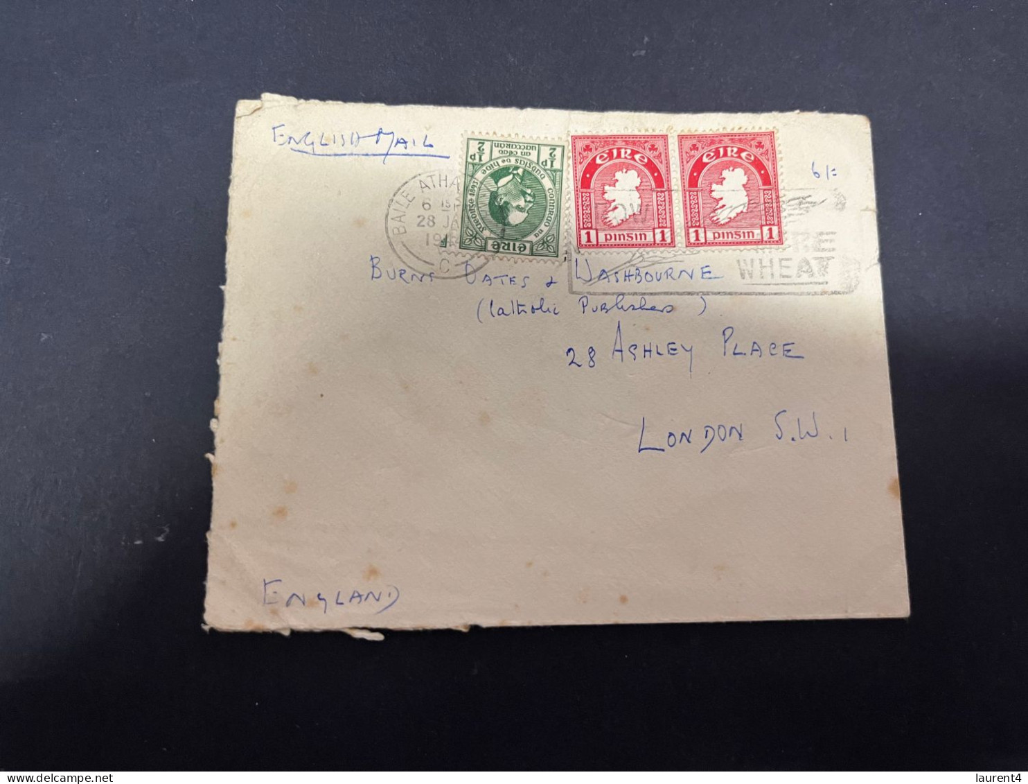 3-4-2024 (4 Y 48)  Old Letter (posted To England 1944 ?) From Ireland - Lettres & Documents