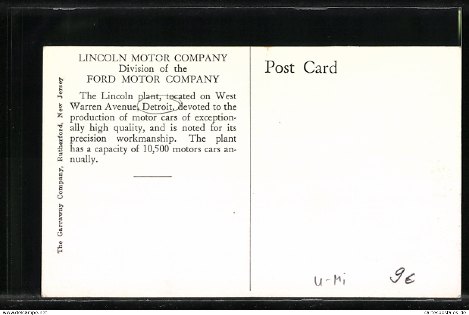 AK Detroit, MI, Lincoln Motor Company Division Of The Ford Motor Company  - Detroit