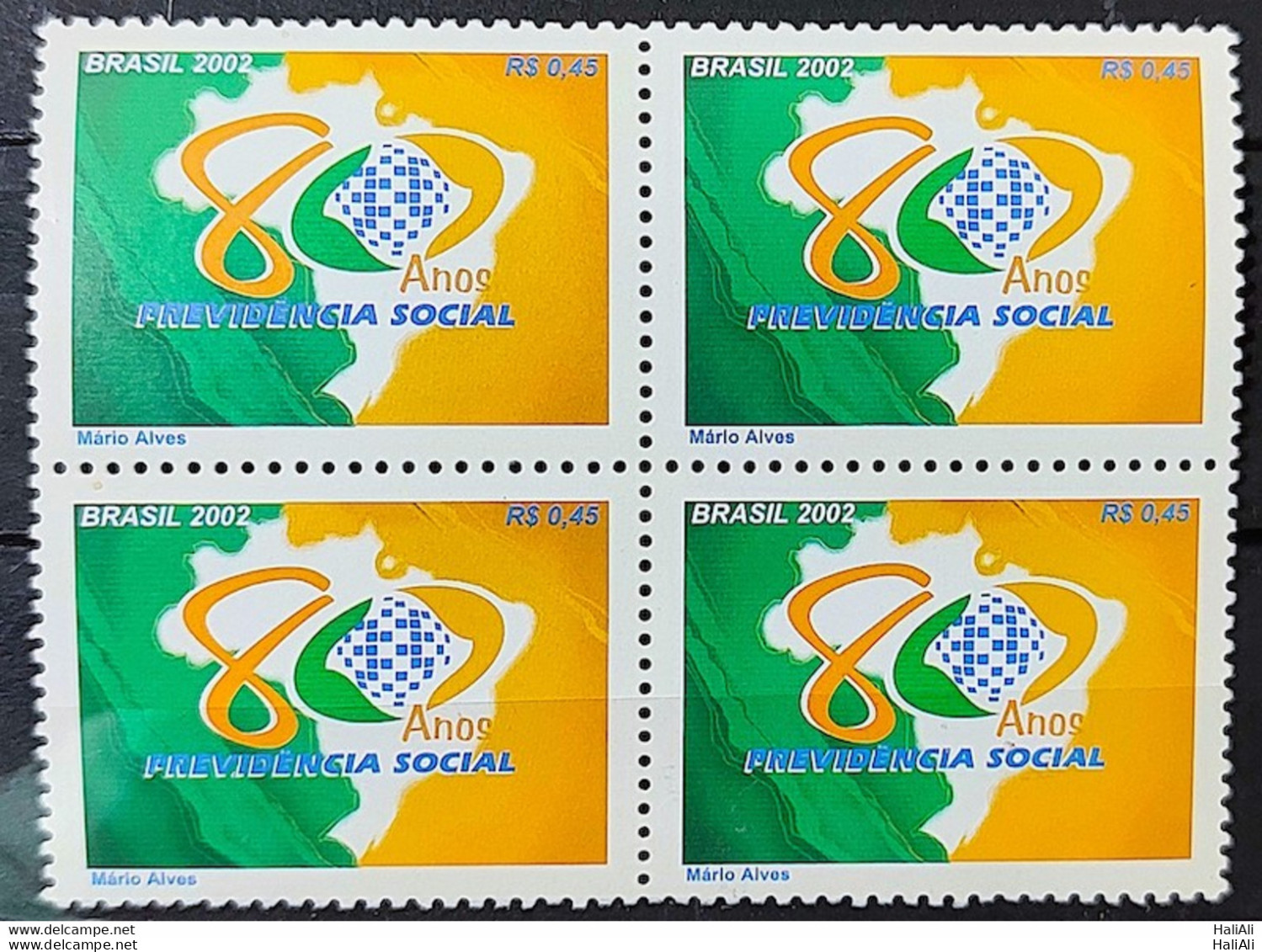 C 2496 Brazil Stamp 80 Years Of Social Security Government 2002 Block Of 4 - Neufs