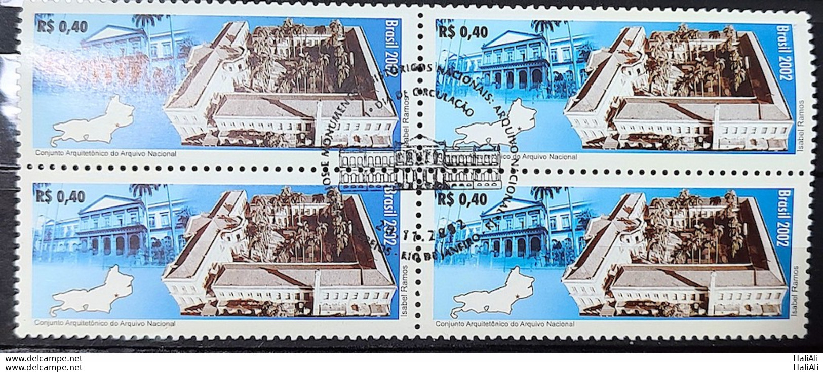 C 2493 Brazil Stamp Architectural Ensemble Of The National Archives Map 2002 Block Of 4 Cbc Rj - Neufs