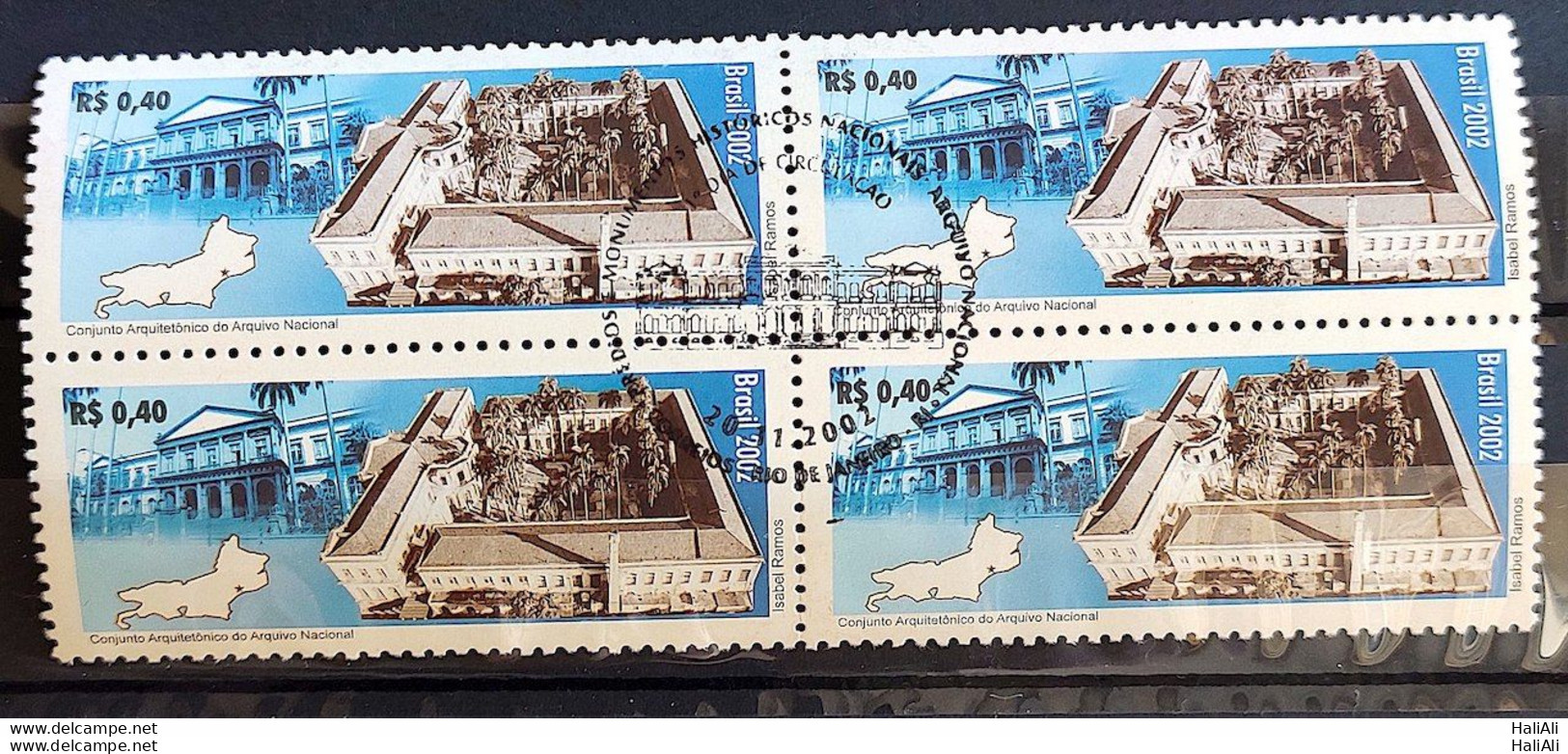 C 2493 Brazil Stamp Architectural Ensemble Of The National Archives Map 2002 Block Of 4 Cbc - Neufs