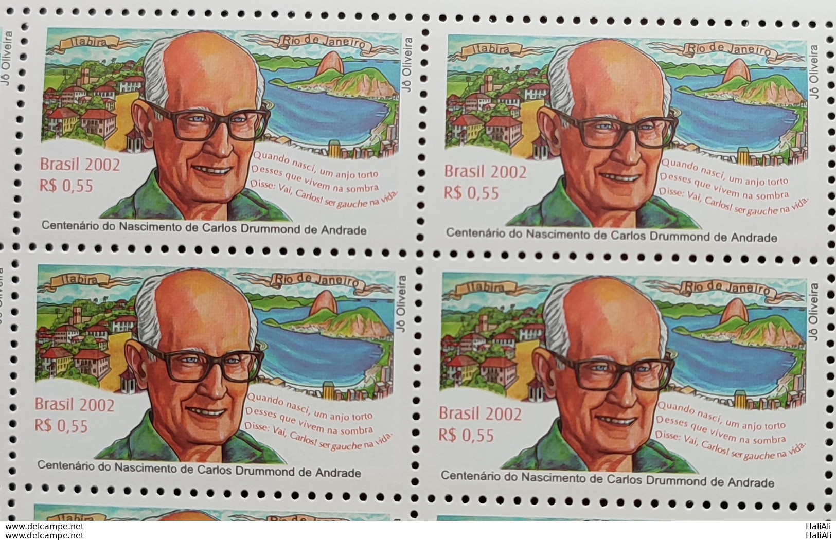 C 2491 Brazil Stamp Carlos Drummond De Andrade Literature Itabira 2002 Block Of 4 - Neufs