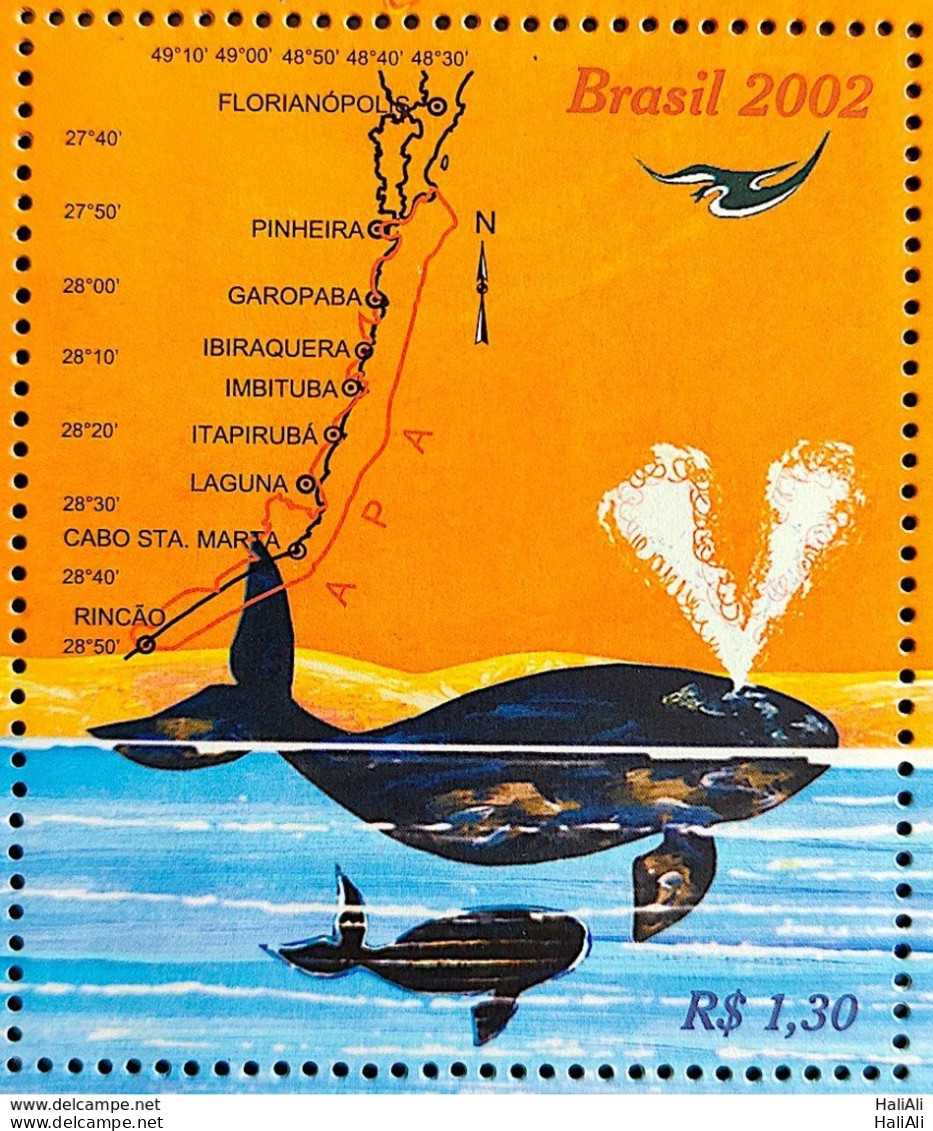 C 2479 Brazil Stamp Right Whale Map Marine Fauna 2002 - Neufs