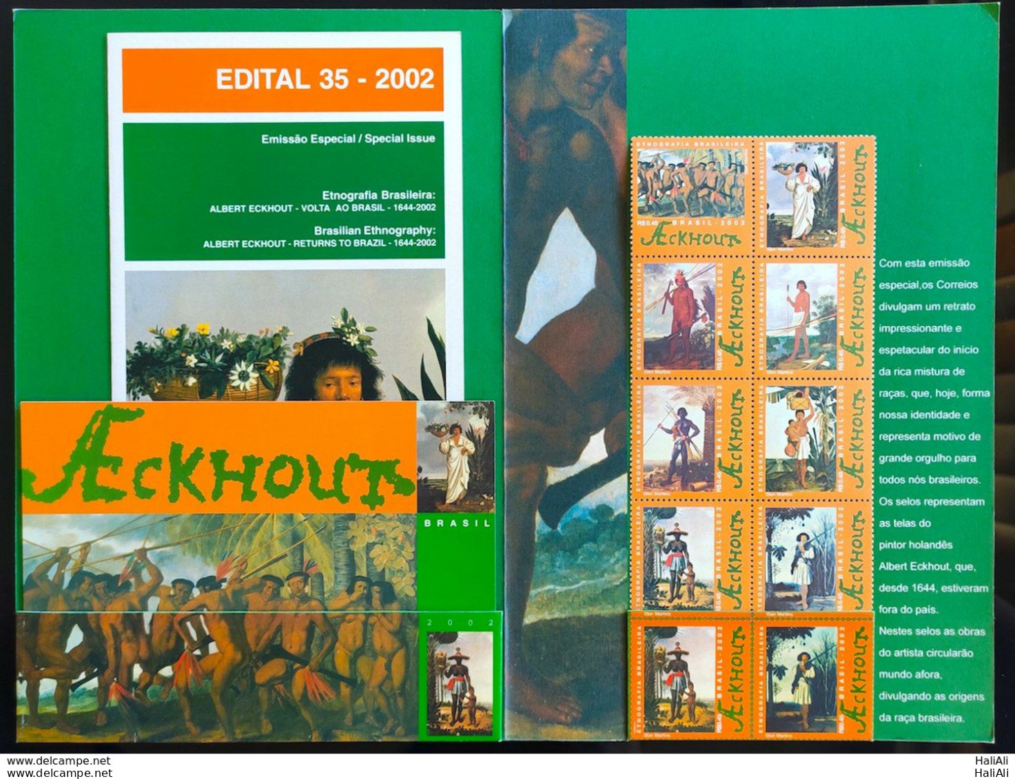 C 2497 Brazil Stamp Postcard FDC Ethnography Painting Art Ackhout Indian Netherlands 2002